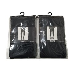  NWT FOOTED TIGHTS 2 PACK SIZE OS COLOR BLACK