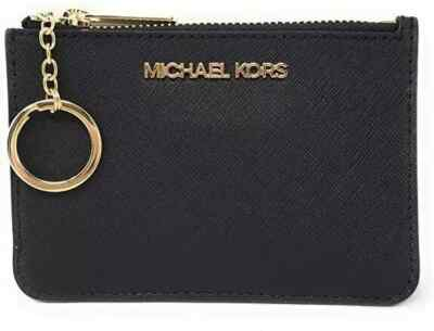 #ad Michael Kors Jet Set Travel Small Black Top Zip Coin Pouch ID Saffiano womens $44.10