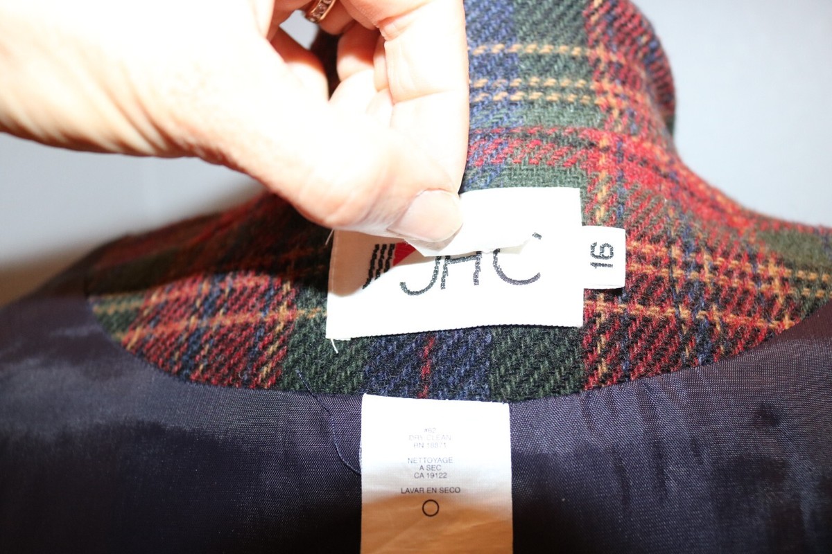 Vintage Women's Plaid Heavy Wool Coat Button Up Pladed Vintage Women's Plaid Heavy Wool Coat Button Up Pladed