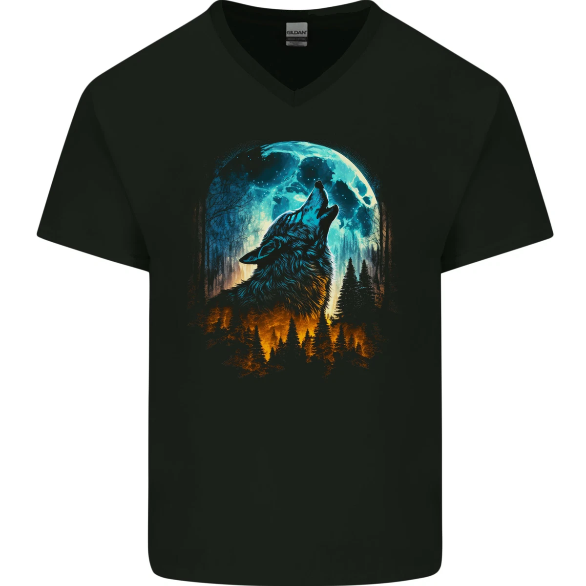 T-shirt Rock Eagle Homme - Noir - Motif Loup - 100% Coton - Taille M