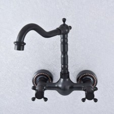 Black Oil Rubbed Brass Kitchen Faucet Bathroom Sink Mixer Tap Wall Mount ssf725