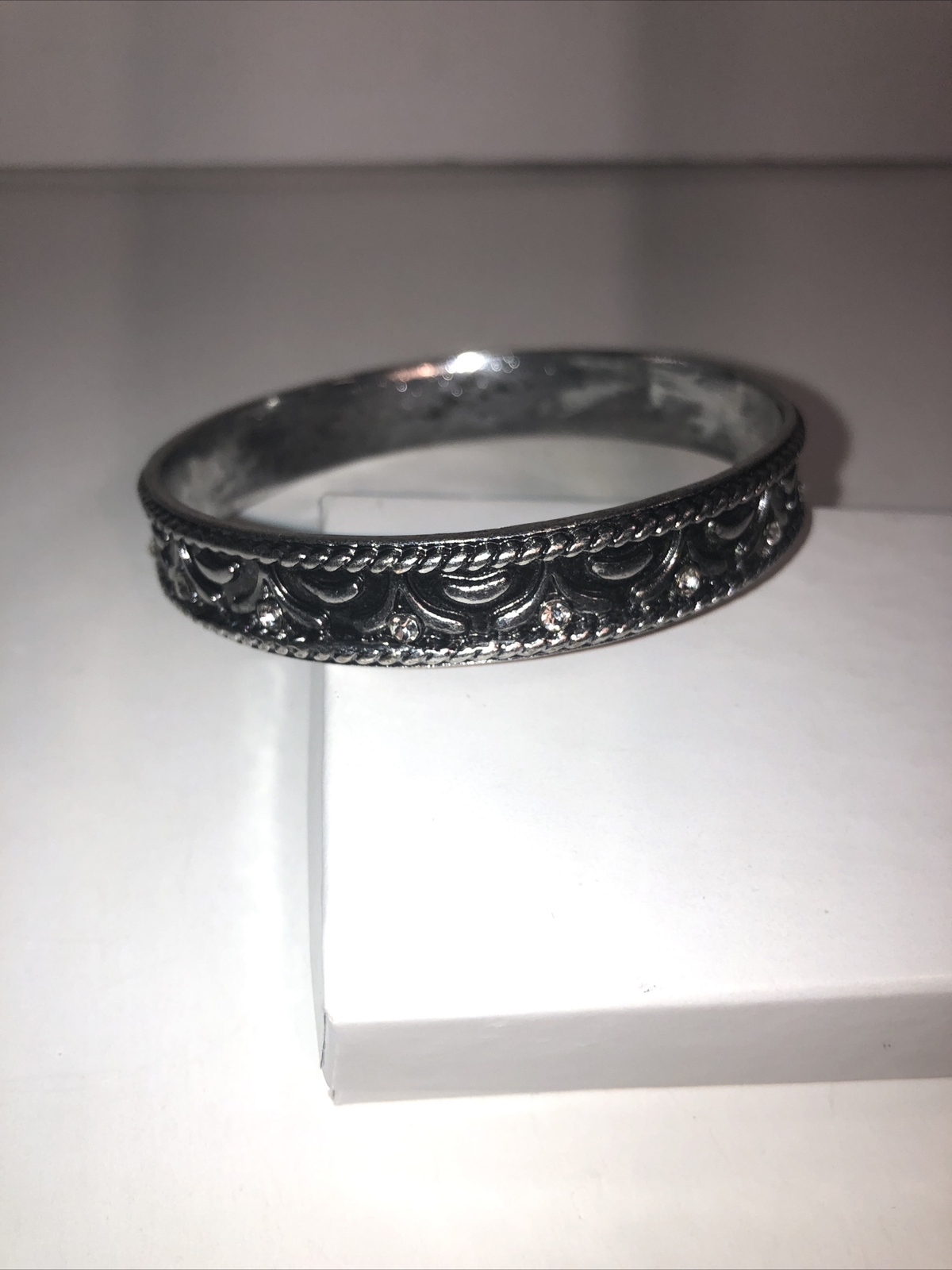 Bangle Bracelet Silver Tone Boho Statement Piece … - image 1