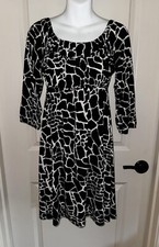 CATCH MY I Black/White Animal Print Scoop Neck Dress ~ Made in USA ~ Size MEDIUM