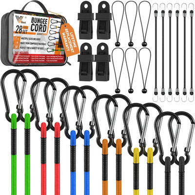 Bungee Cords Heavy Duty Outdoor - 28Pc Set 72, 60, 48, 36, 24, 18 - Bungee Cord 