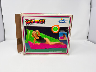 Vintage Intex Mat Tote-N-Float Mat Neon Green Sun-Brite 90 x 34 1992 Pool Float