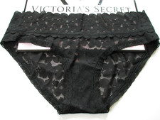VICTORIA'S SECRET Black Lace Hiphugger Panty VS S M SMALL MEDIUM NWT