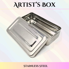 Artist's Storage Box Stainless Steel Secure  Easy to Transport 8"L x 4'W x 2"H