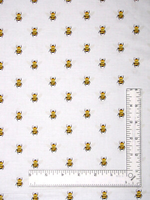 Sunflower Garden Bees Fabric Bumble Bee White Cotton Springs Creative By Yard