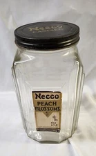 Vtg NECCO CANDIES ART DECO GENERAL STORE COUNTER DISPLAY JAR WITH LABEL & LID!