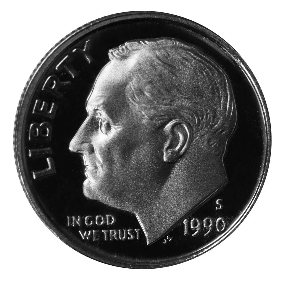 1990 S Roosevelt Dime 10c Gem Deep Cameo Proof CN-Clad Roll 50 US coins - Image 4 of 4