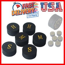 6pcs 14mm Black Multiple Layer Pigskin Pool Cue Tips H M S
