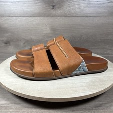 Olukai Malino Olu Brown Leather Sandals Slides Mens Size 10