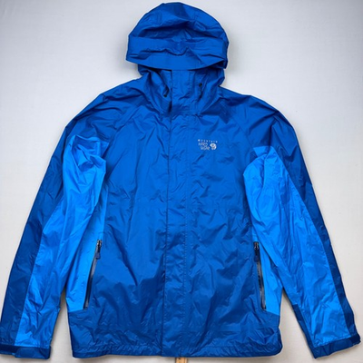 #ad Mountain Hardwear Sirocco Rain Jacket Mens L Dry Q Blue Full Zip Outdoor OM5275 $44.95