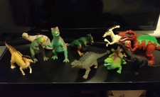 Dinosaurs Lot Of 10 Hard Plastic/Rubber Toys, Mixed Sizes, Random