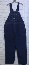 KEY Imperial Bib Overalls Men's 44x32 Zip Fly 100% Cotton Blue Denim