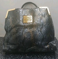 Biba 'One Of A Kind' rara borsa vintage blu pelle esotica pezzo dichiarazione WOW