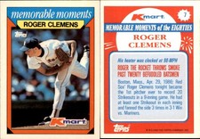 1988 Topps Kmart Memorable Moments #7 Roger Clemens Red Sox Baseball Card