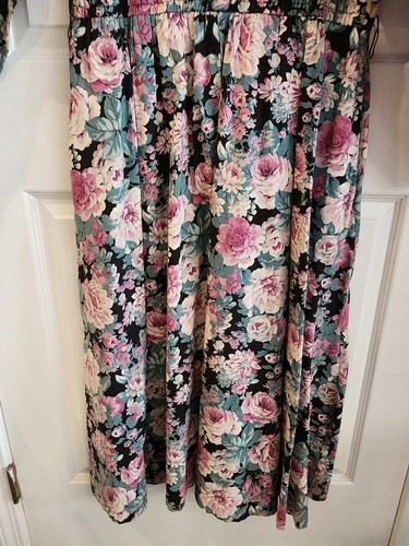 Vintage années 1990 ~ Panhandle slim ~ robe occidentale ~ fleurie avec dentelle et franges ~ maxi ~ prairie - Photo 6 sur 13