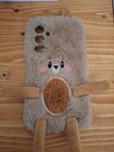 Samsung A35 Plushy Fur Teddy Bear Phone Case, Cute Furry Phone Accessory
