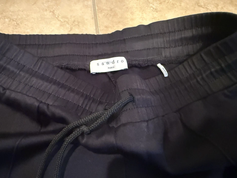 Pantalones de chándal Sandro Paris negros verdes rojos blancos a rayas para mujer talla 36 usados Foto 3 de 4