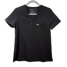 FIGS Catarina Technical Collection Scrub Top V-Neck XS Black FW1000 Healthcare
