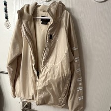 Jordan Boys Hooded Jacket Legend Lt Brown M Polyester Full Zip Logo Fleece Lined