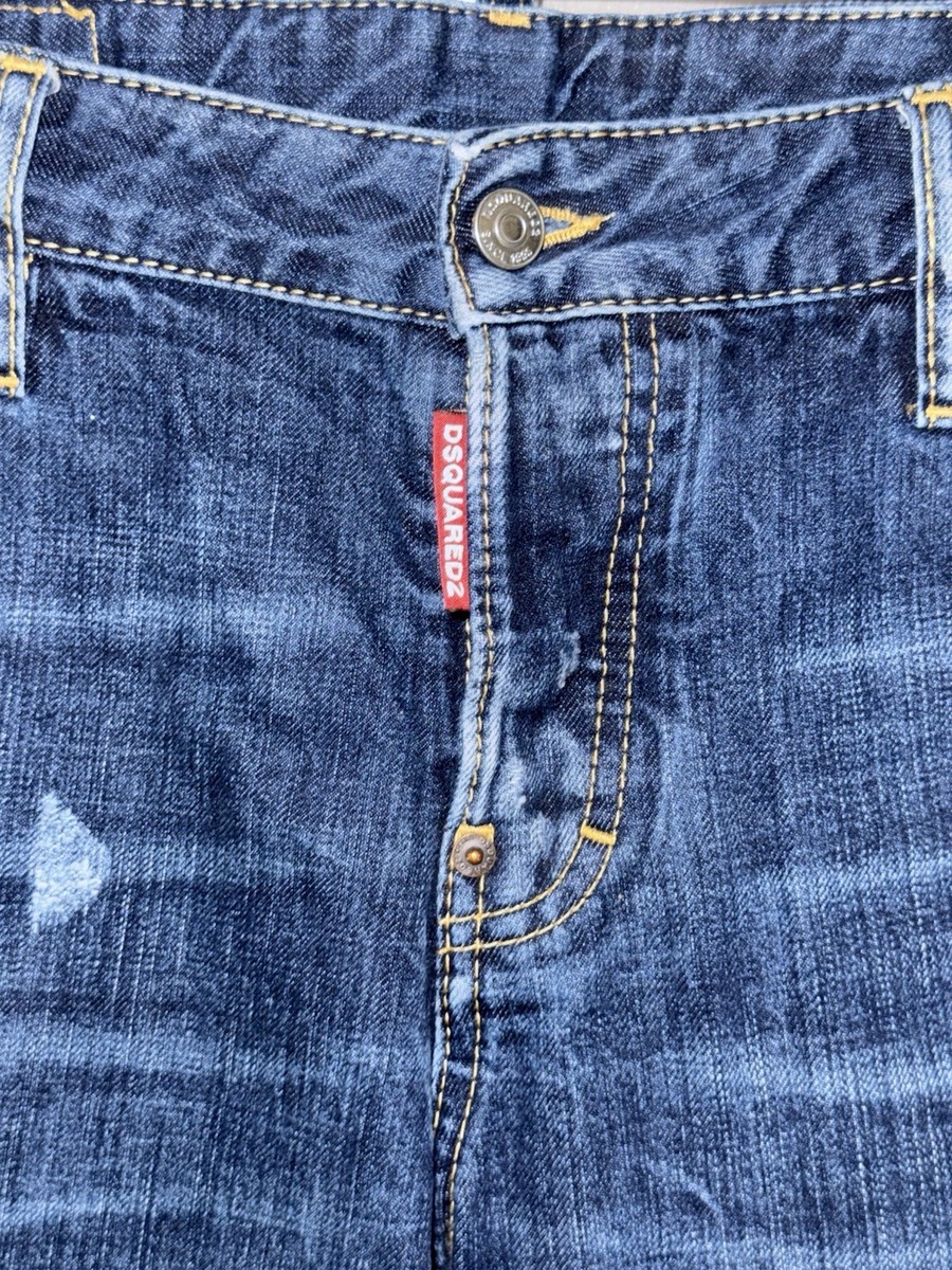 DSQUARED2 Cool Girl Cropped Jean in Lightly Distressed Dark Blue