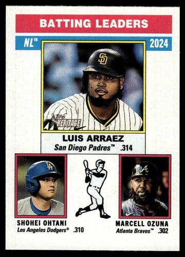 2025 Topps Heritage NL Batting Leaders (Luis Arraez / Marcell Ozuna / Shohei