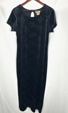 Vintage Womens Whimsigoth Velvet Maxi Dress Size 13 Black Sparkle Witchy Holiday