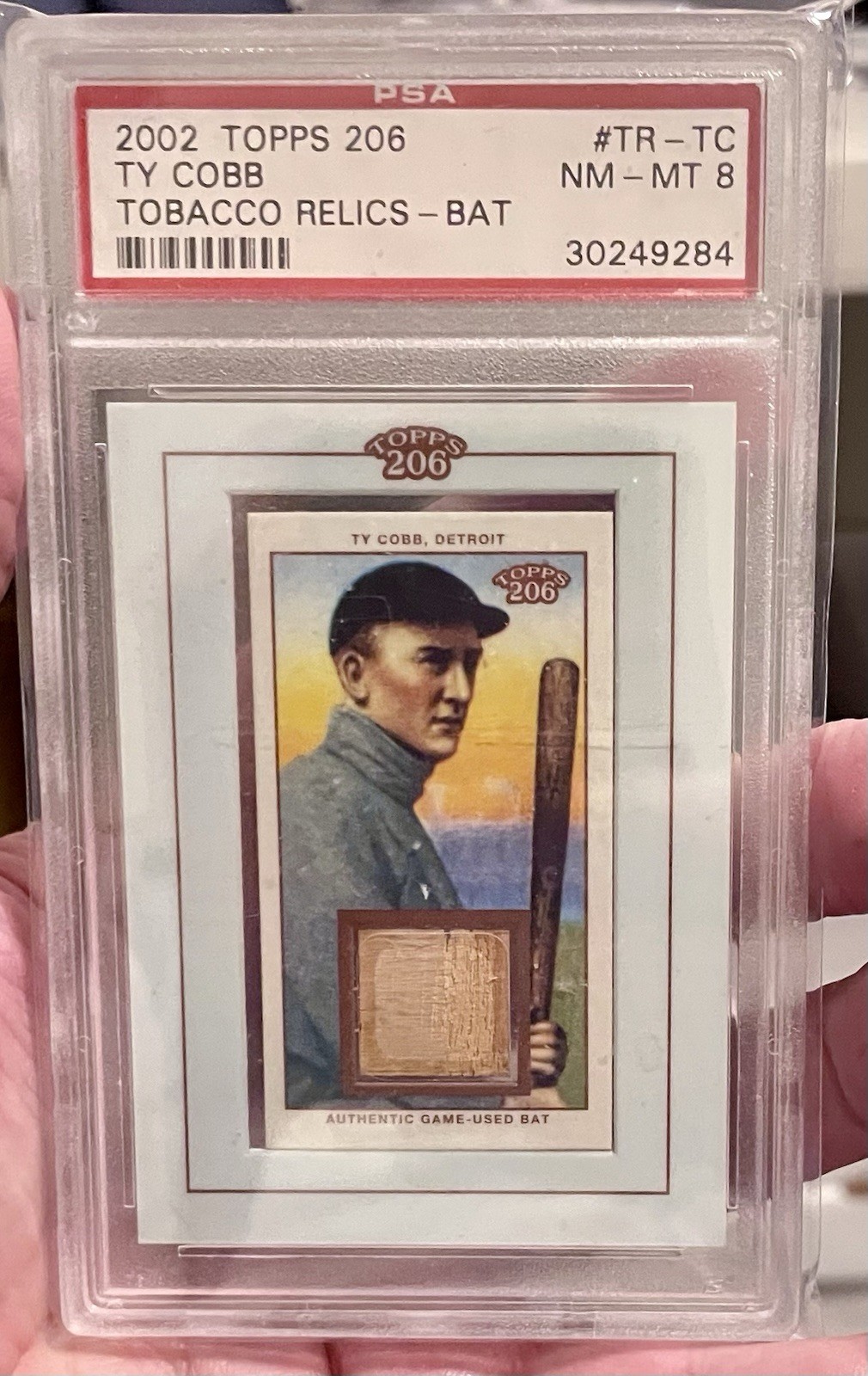 TY COBB 2002 Topps 206 Tobacco Relics Bat (GAME USED BAT) PSA 8 #TR-TC LOW POP view 3
