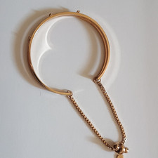Gold Tone Adjustable Bangle Bracelet Box Chai...