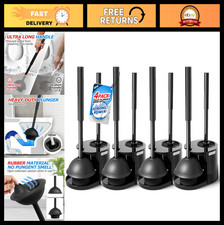 2-in-1 Toilet Brush  Plunger Set, 4-Pack Long Handle Bathroom Cleaning Combo
