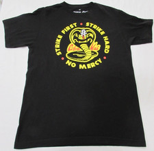 Cobra Kai Karate Strike First Strike Hard No Mercy Black T-Shirt Men's Size M