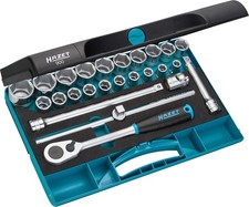 HAZET Professional Socket Wrench Set, 12.5mm (1/2") Square Drive, 25-Piece Set