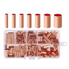 Pack of 250 Brass Wire Connectors Electrical Crimp Tube Terminals with Storage