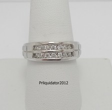 1/4CT MENS NATURAL DIAMOND WEDDING BAND BRIDAL RING 10K WHITE GOLD