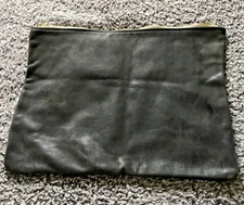 American Apparel Large Leather Carry-All Pouch in DISTRESSED GRAY  15"X 12"
