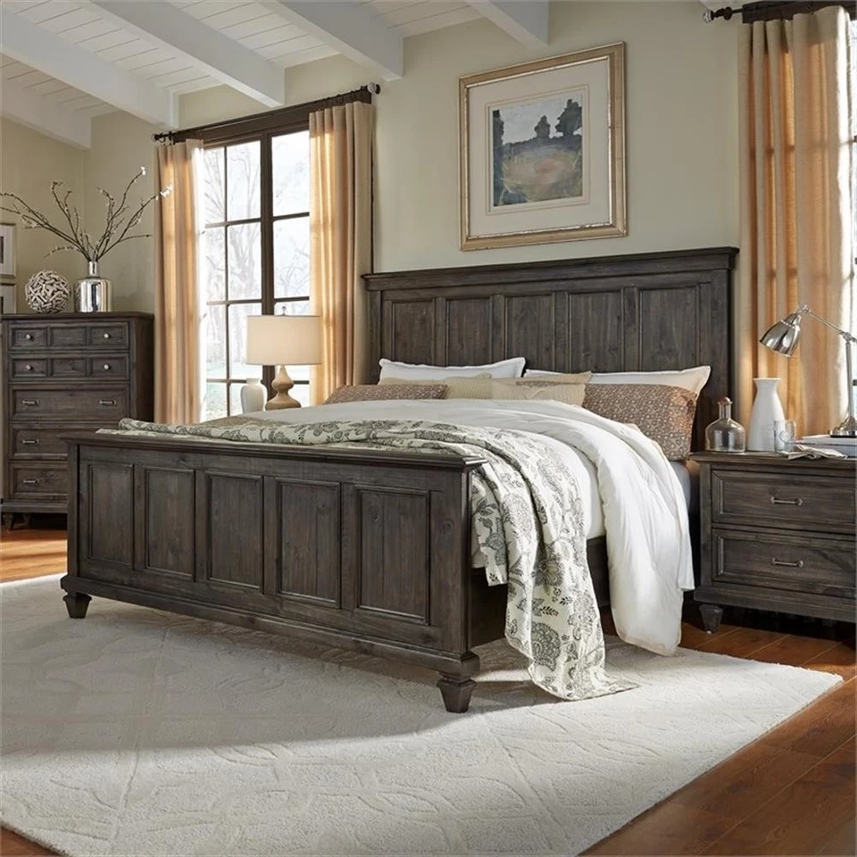 Cama con panel King Magnussen Calistoga en carbón desgastado Foto 3 de 4