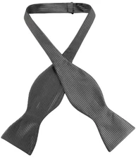Antonio Ricci SELF TIE Bow Tie Solid CHARCOAL GREY Color Ribbed Mens BowTie