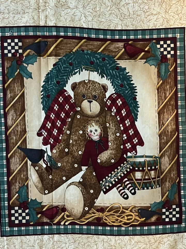 Debbie Mumm Navidad Algodón Tela Panel Cuadrado Almohada Bloques Ositos de Peluche 43x23 Foto 4 de 4