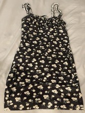 SHEIN black/white floral ruffle strap sleeveless short sundress size S