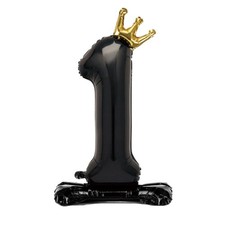 Alainzeo 42 Inch Black Number 1 Balloon, Foil Large 1st Birthday Decoration