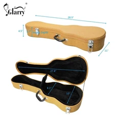 Glarry Ukulele Hard Case, Tenor Ukulele Case, 26 Inch Crocodile Wooden Case