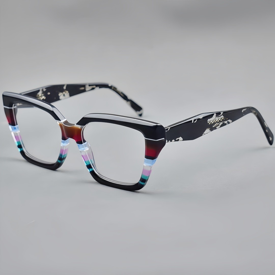 Clourful Eyeglasses Fashion Vintage Square Thick Acetate Eyeglasses Frames Women