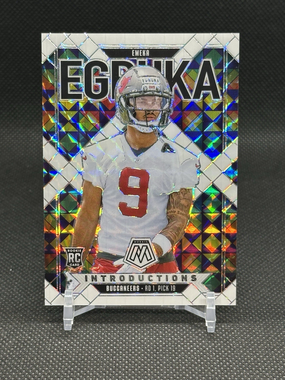 2025 Panini Mosaic Emeka Egbuka #1 Rookie Introductions White Mosaic Prizm /25