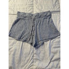 Roudelain Pajama PJ Sleep Shorts Gray Tie Ribbed Comfy Cozy Small