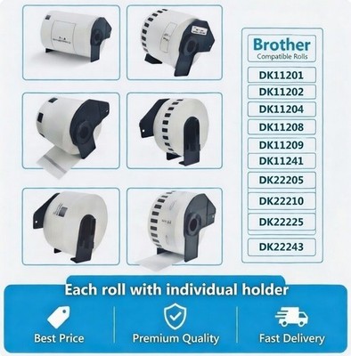 Thermo Etiketten Rolle kompatibel mit Brother DK11202 DK11241 DK11208 DK22205 SET