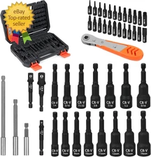 47Pcs Nut Driver Set SAE and Metric Impact Magnetic Nut Driver for Impact Drill