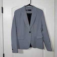 Zara Light Blue Blazer Jacket Women  s Size 6 Office Work Wear Business