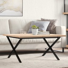 vidaXL Tavolino Salotto Telaio a X 90x90x45,5cm Massello Pino e Ghisa